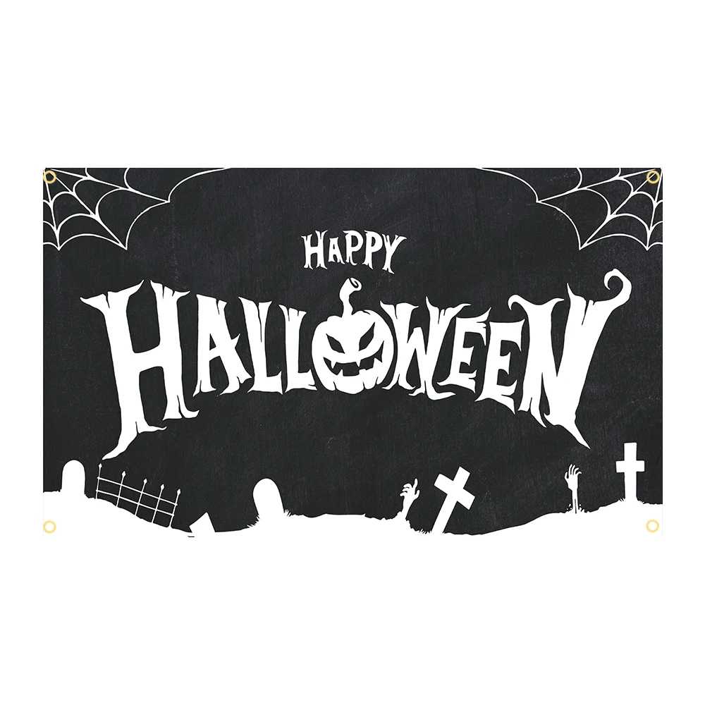 Bandera de Halloween 3x5 ft telaraña murciélago calabaza fantasma - imagen 4