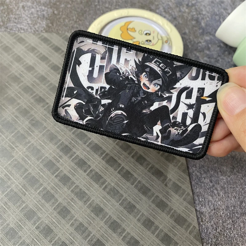 Insignia de moral oscura Punk negra, parche impreso, brazalete militar táctico, gancho y bucle, accesorios para mochila con personalidad, pegatinas DIY - imagen 3