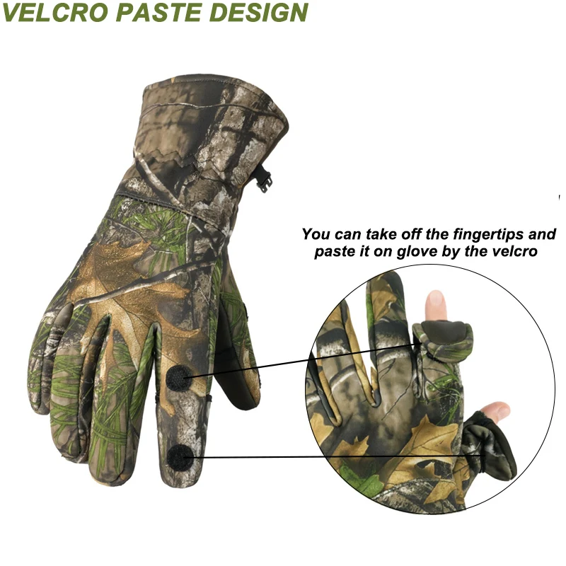 Guantes de caza, guantes sin dedos/sin dedos, guantes de invierno de camuflaje para tiro al aire libre, tiro con arco, pesca, accesorios de caza - imagen 3