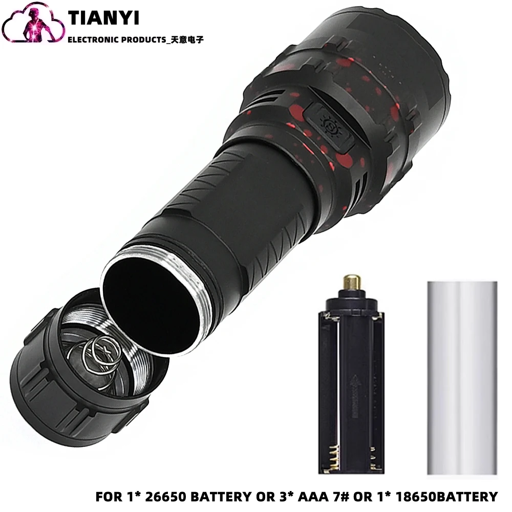 Linternas LED recargables para emergencias, linterna táctica superbrillante de 8000 lúmenes con zoom XHP50 - imagen 5