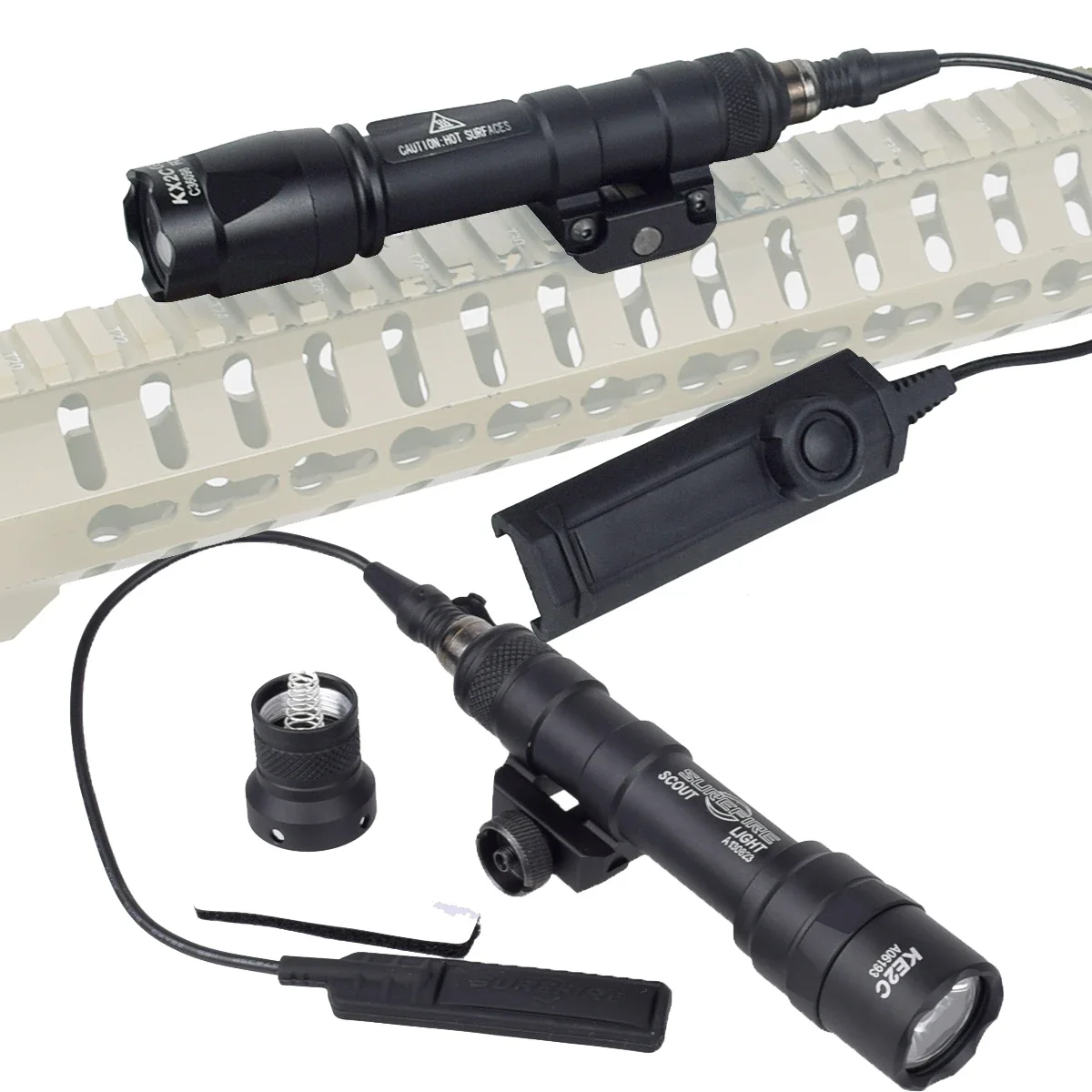Linterna Táctica SureFire M600 M600B M600C para Armas de Airsoft, Linterna de Caza, Antorcha de Exploración, Luz LED para Rifle AR15, Interruptor Remoto de Botón