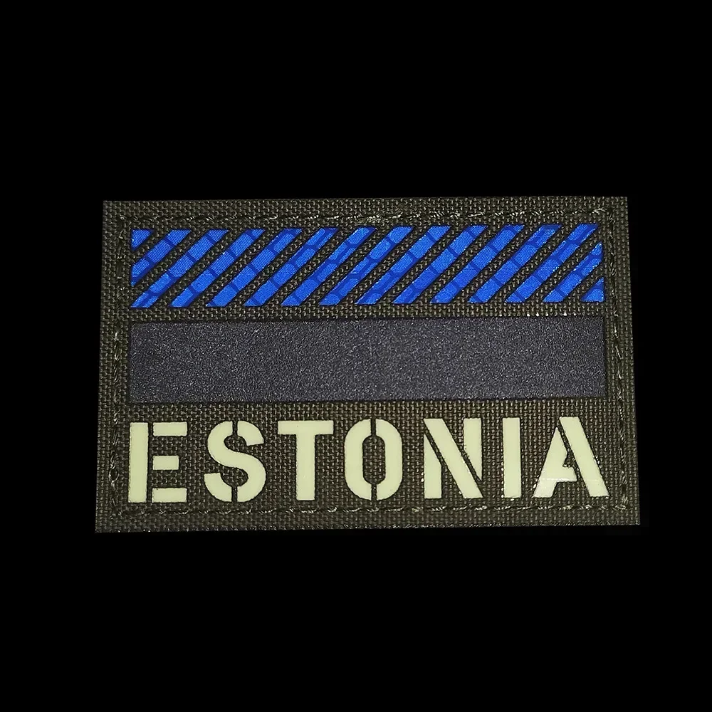 Parches de Chevron reflectantes infrarrojos con bandera de ESTONIA, parches de sujeción para insignia, emblema táctico, gancho y bucle, parche mágico de Estonia - imagen 4