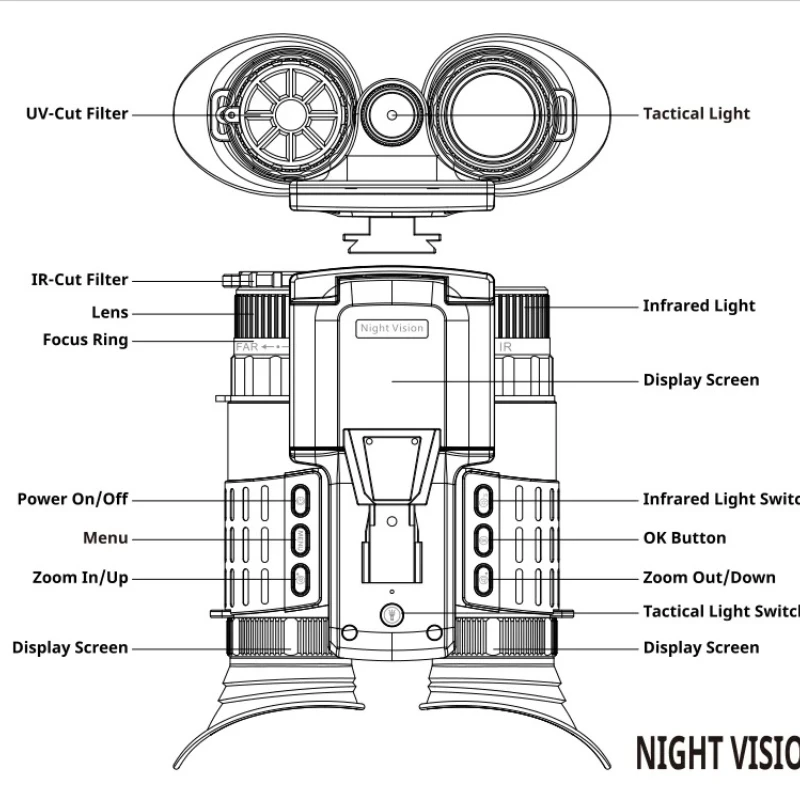 Binocular de doble ojo Z9155, dispositivo de visión nocturna infrarroja HD 8X, grabación de fotografía Digital, telescopio para exteriores, función de brújula - imagen 2