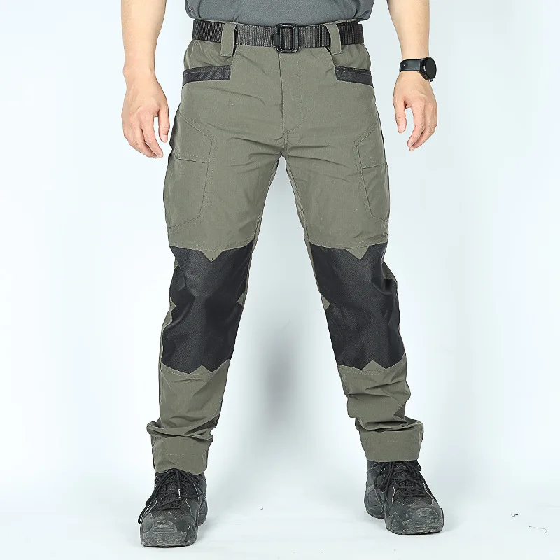 Pantalones de trabajo tácticos para hombre, pantalones Cargo impermeables para exteriores, pantalones informales de entrenamiento transpirables con múltiples bolsillos resistentes al desgaste para verano - imagen 3
