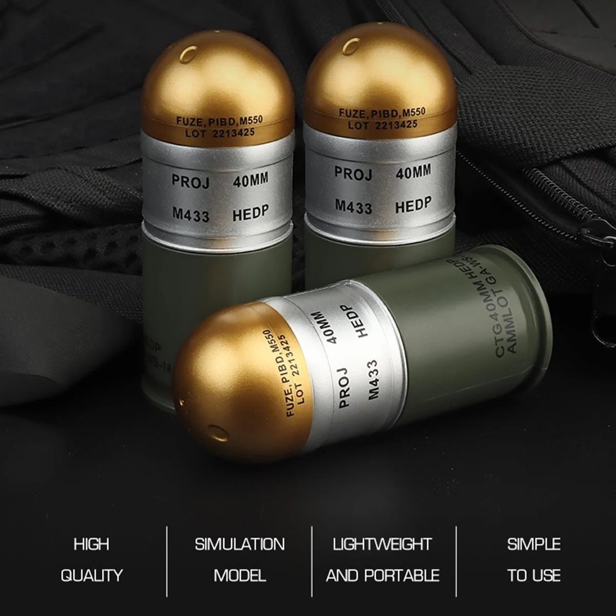 Caja de almacenamiento táctica para modelo de cuerpo de granada M433, luz ABS portátil, accesorio de caza al aire libre, accesorios de película y televisión, Cosplay - imagen 2
