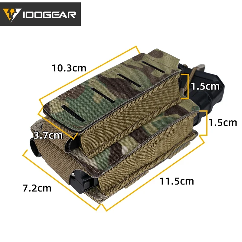 IDOGEAR táctico LSR 9mm 556 Mag bolsa doble Mag portador individual MOLLE bolsa corte láser parte superior abierta Airsoft bolsa de munición duradera 3569 - imagen 5