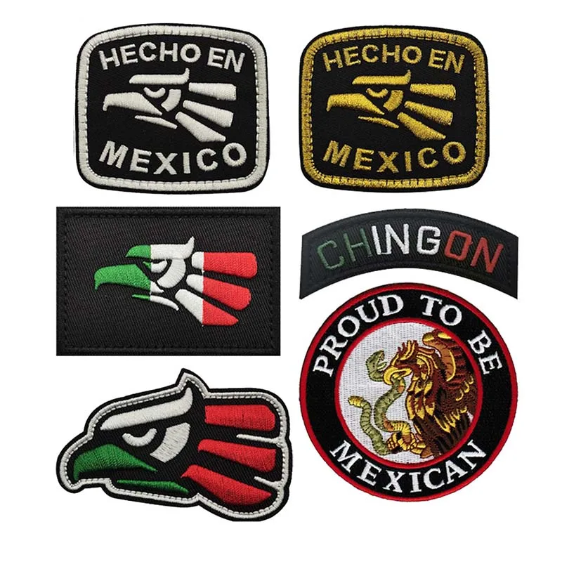 Emblema HECHO EN MEXICO, insignia de bandera nacional de águila mágica, parches bordados con apliques de tela, pegatinas tácticas de mochila militar - imagen 2