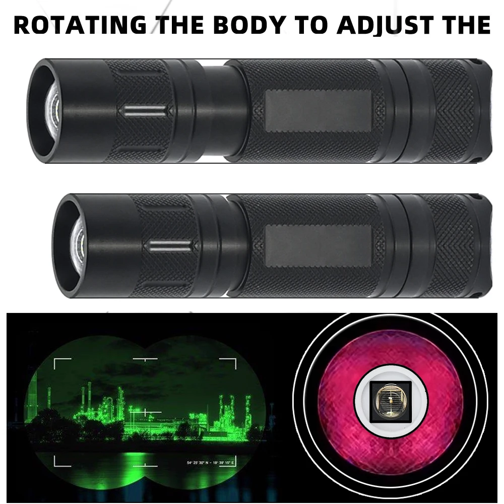 Linterna IR 300-500m enfoque con zoom 850nm LED lámpara de radiación infrarroja antorcha de visión nocturna linterna de caza