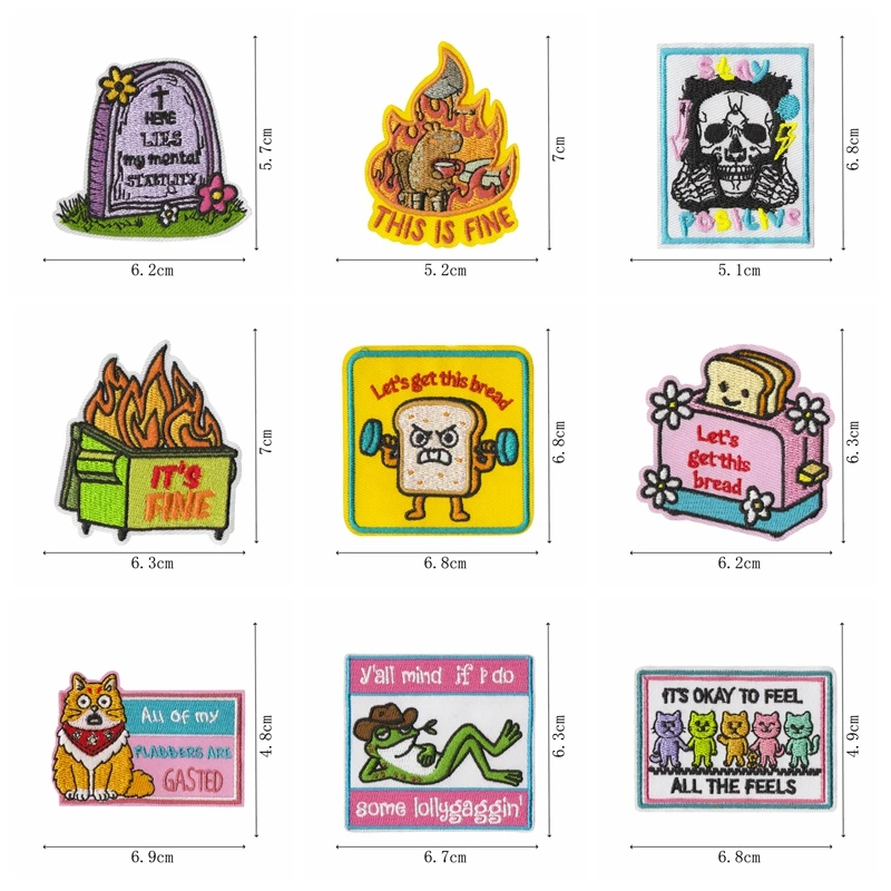 10 Uds parches de dibujos animados letra rosa/cráneo fantasma parche bordado hierro en parches para ropa Ccartoon Animal pato ganso parche - imagen 3