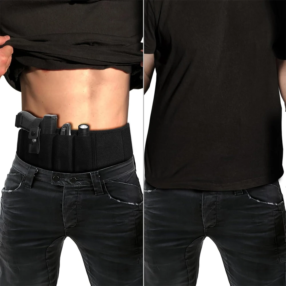 Funda para pistola con banda para el vientre, funda para pistola de transporte oculta, banda para la cintura, funda para pistola, portador de pistola para Glock 19 17 26 43 Sig P365 - imagen 4