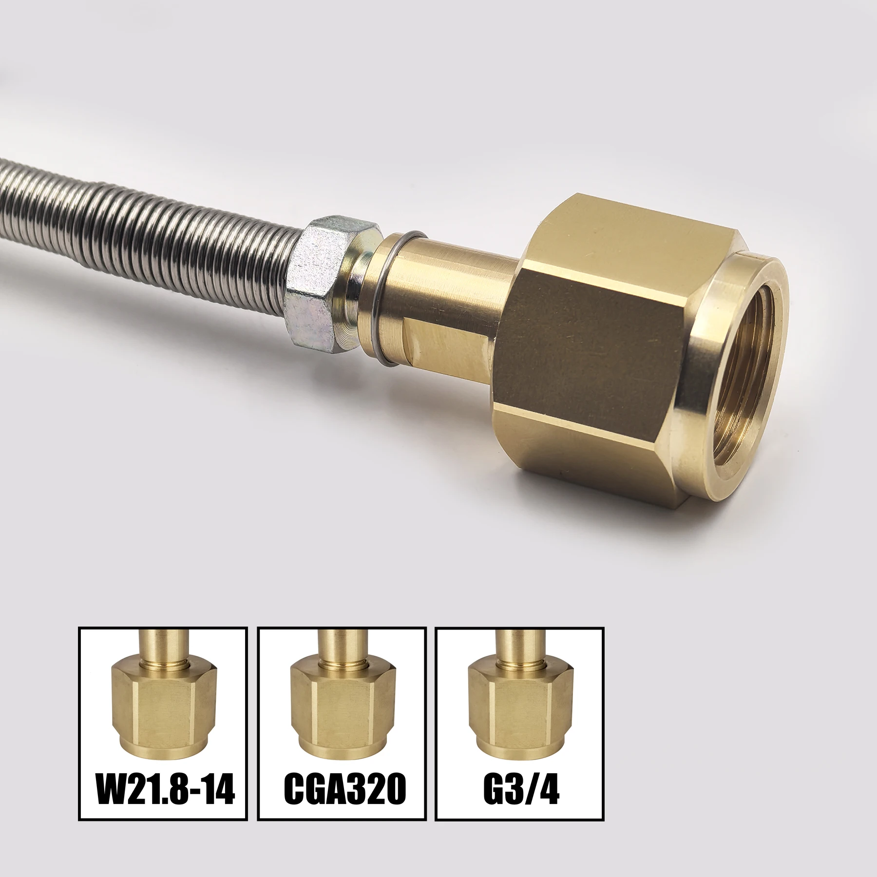 Adaptador de carga de repuesto de estación de llenado HPA de tanque de botella de cilindro de dióxido de carbono con conector de manguera de 40 pulgadas/100 cm W21.8, CGA320 - imagen 3