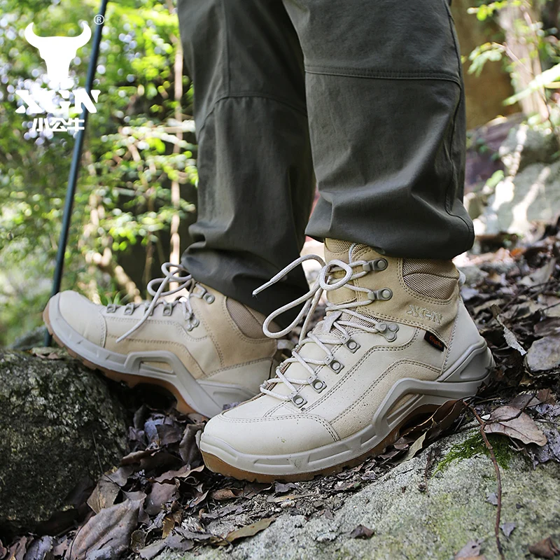XGN EVENT-zapatos de senderismo impermeables para hombre y mujer, botas de caza, zapatillas de deporte de cuero cálidas, botas tácticas de combate en el desierto, botines de trekking - imagen 4