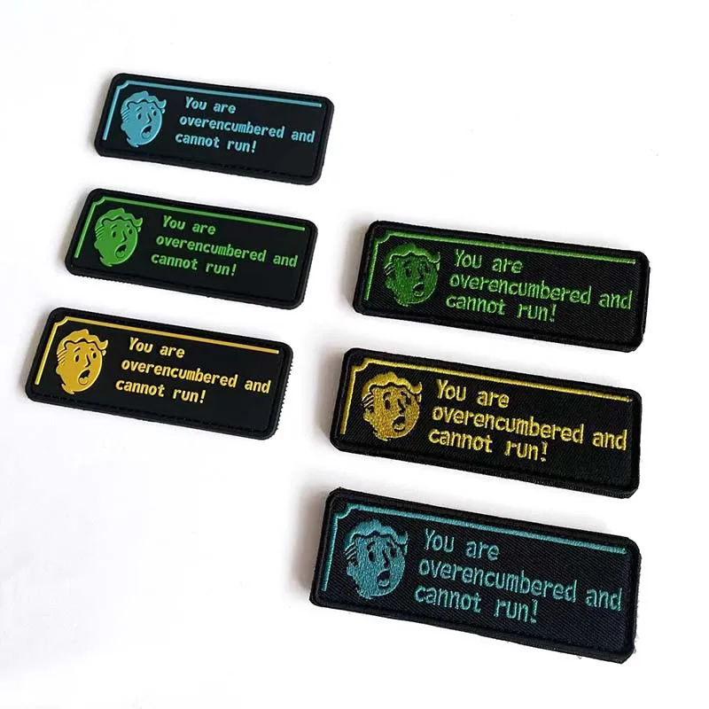 Parches de PVC con emblema de moral con texto inspirador, insignia táctica bordada con apliques de tela, 'You are overencumbered and cannot run' - imagen 4