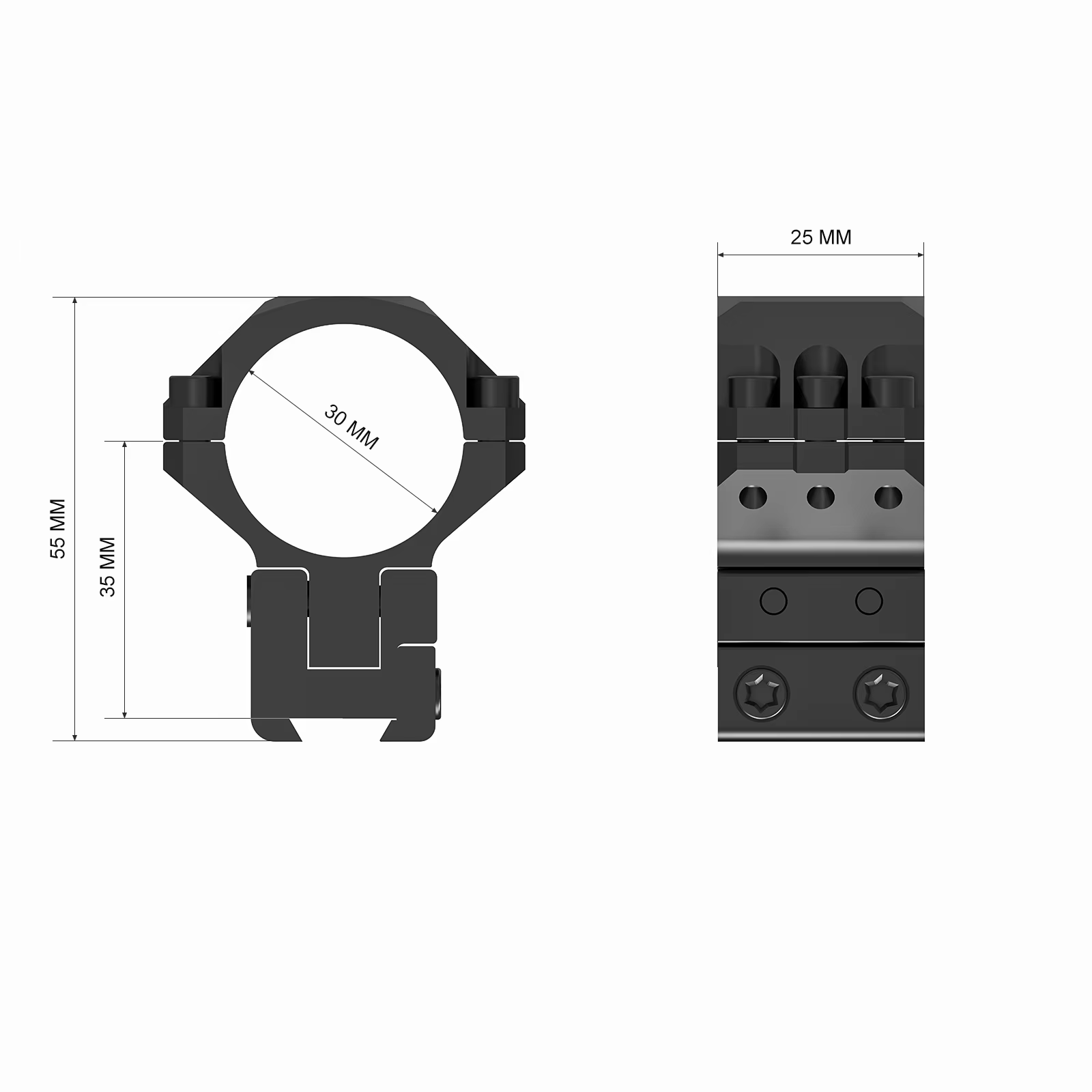 Spina Optics anillas elevación tácticas 30mm ajustables Picatinny - imagen 3