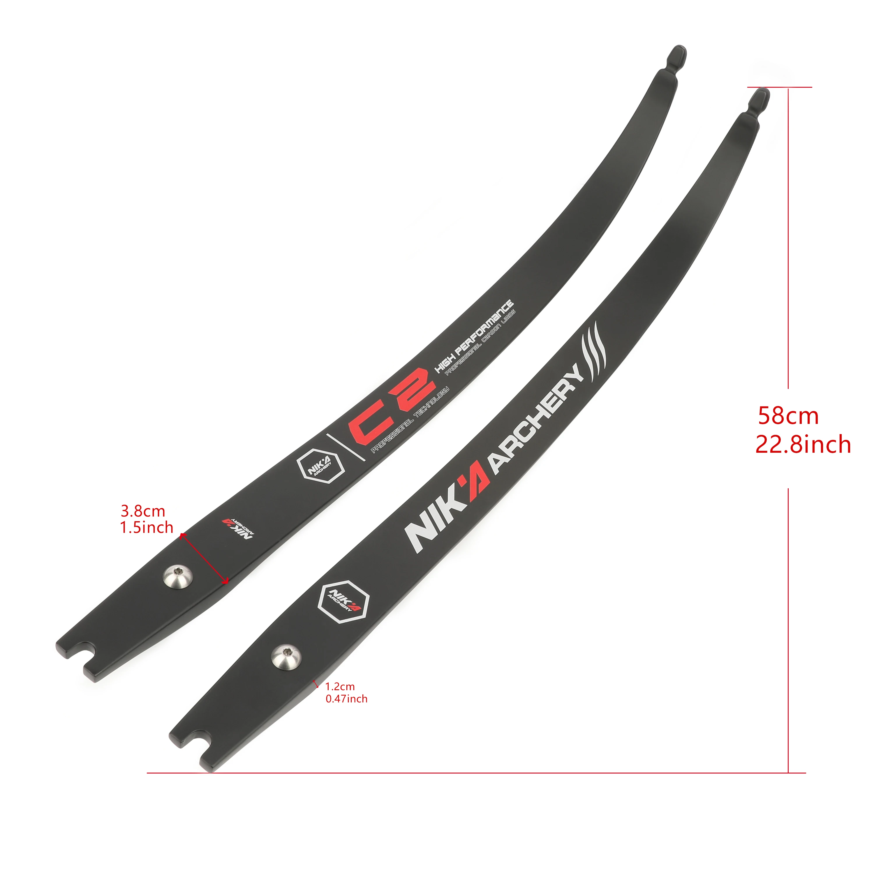 NIKA-extremidades de arco recurvo C2, fibra de carbono, 12-50 libras, interfaz ILF, extremidades de arco competitivo para tiro con arco, accesorios de arco de caza - imagen 4