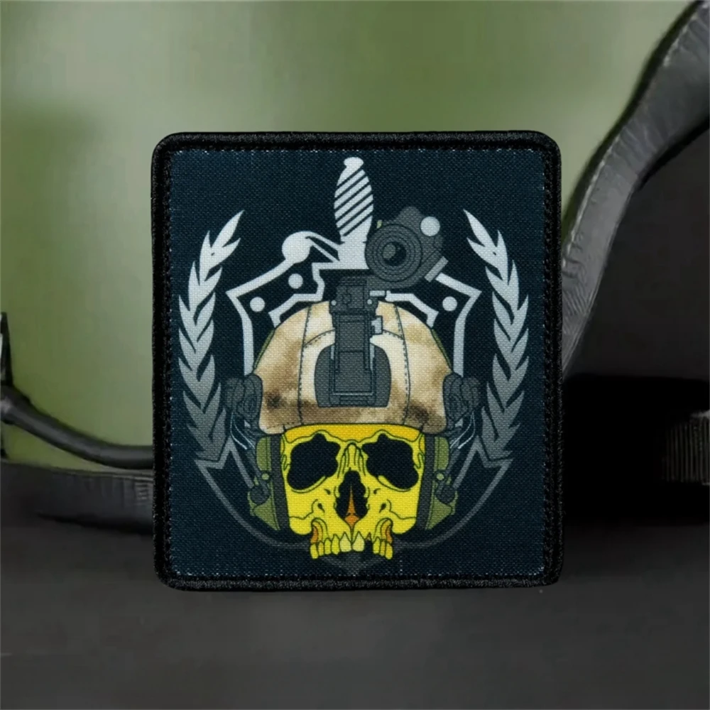 Parche estampado de casco de calavera TSSN FSB, parches de gancho y bucle de moral táctica para ropa, mochila, pegatinas decorativas - imagen 4