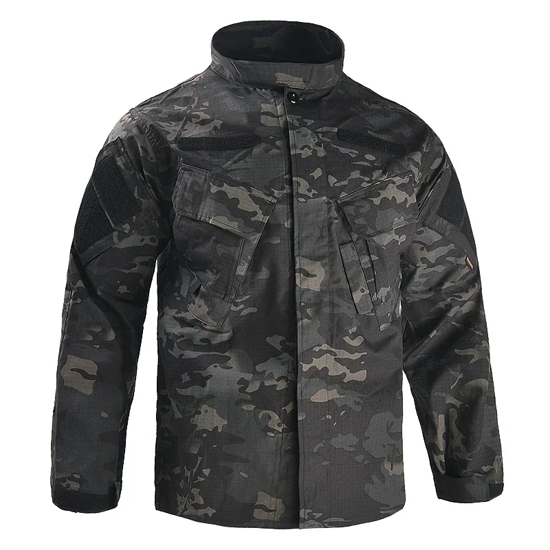 Chaquetas informales para hombre, abrigo deportivo al aire libre, impermeable, cortavientos de combate para acampar, chaqueta táctica sólida con bolsillos, abrigo, Tops - imagen 2