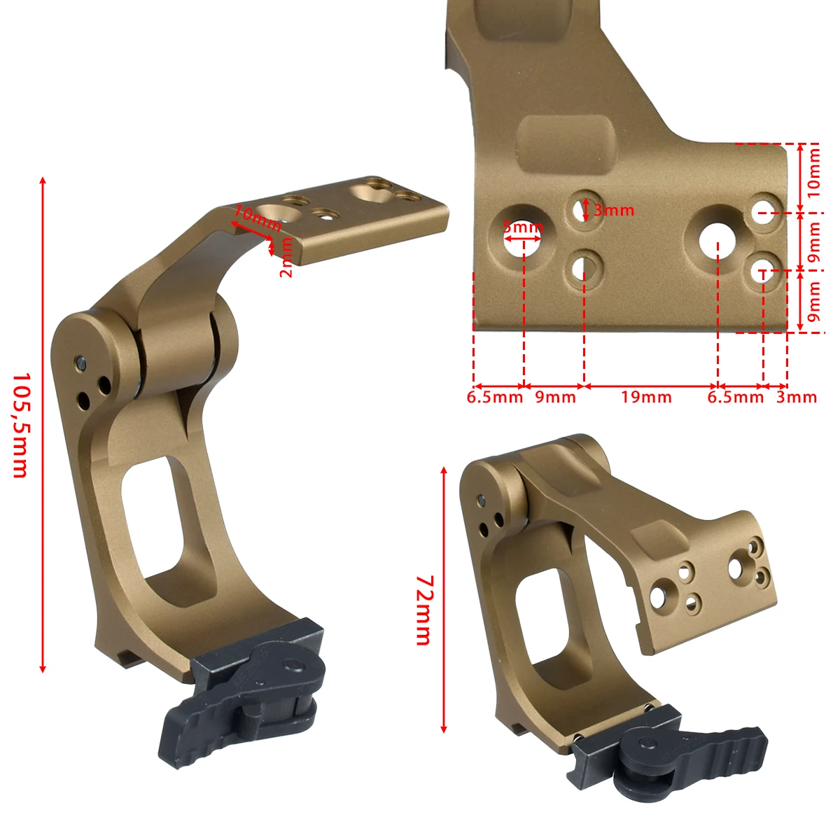 Palanca de montaje táctica de 2,91 "UNITY FAST FTC, soportes de altura óptica, alcance elevador T01 T02, mira de punto rojo, soporte elevador PEQ15 - imagen 4