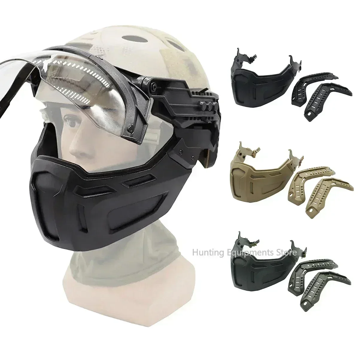 Casco táctico rápido, máscara de media cara, casco ajustable, gafas con tapa, caza, Airsoft CS, juego, casco de Paintball, accesorios, equipo - imagen 4