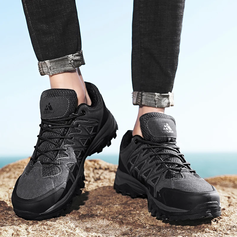 HIKEUP-zapatos de senderismo de cuero para hombre, calzado de Trekking, modelo de coche deportivo de carreras, bloques de construcción Técnicos Mecánicos de ciudad - imagen 5