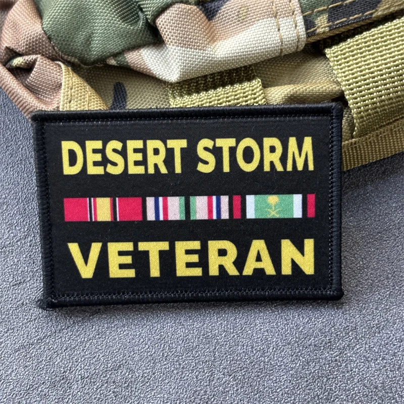 Parche táctico de tormenta del desierto para ropa, brazalete impreso, insignia de moral, parches de bucle de gancho, pegatinas para mochila - imagen 5