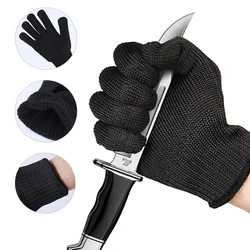 Guantes de seguridad HPPE nivel 5 acero anticorte negros multiusos