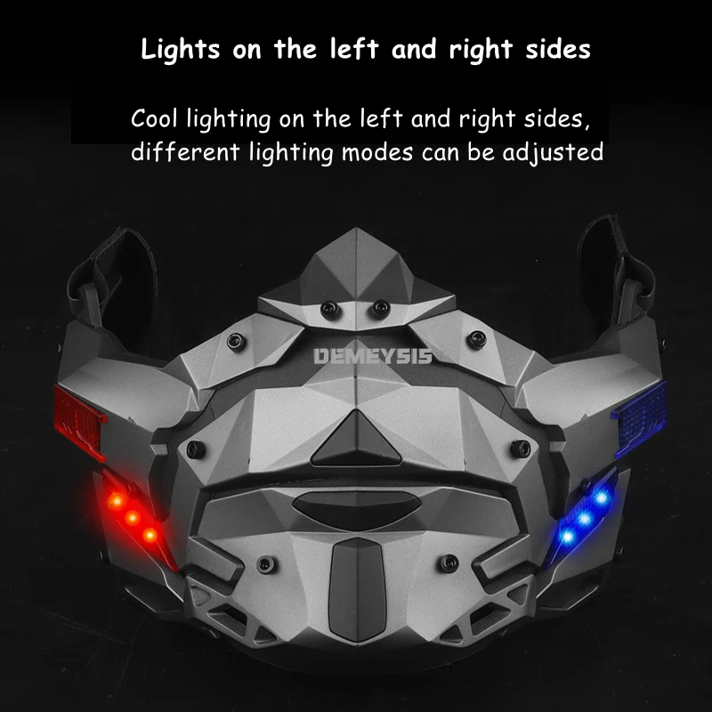Máscaras faciales de caza al aire libre con iluminación LED mascarada de Halloween Cosplay máscara Cyberpunk máscara táctica de cara completa lente extraíble - imagen 5
