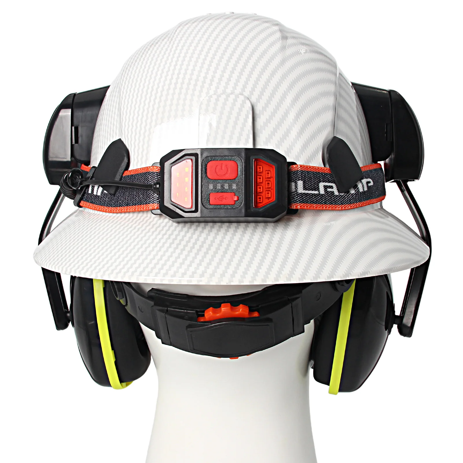 Casco de ala completa CE con orejeras, lámpara para la cabeza, cascos de seguridad anticolisión para construcción, gorra de rescate de trabajo ligera ANSI - imagen 3
