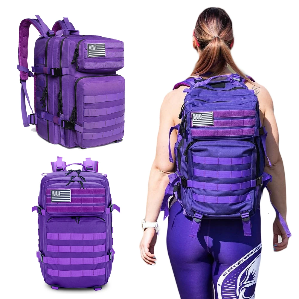 Mochilas estilo fitness para gimnasio de 45L para hombres/mujeres, entrenamiento táctico al aire libre, bolsa de supervivencia Molle, mochila para senderismo