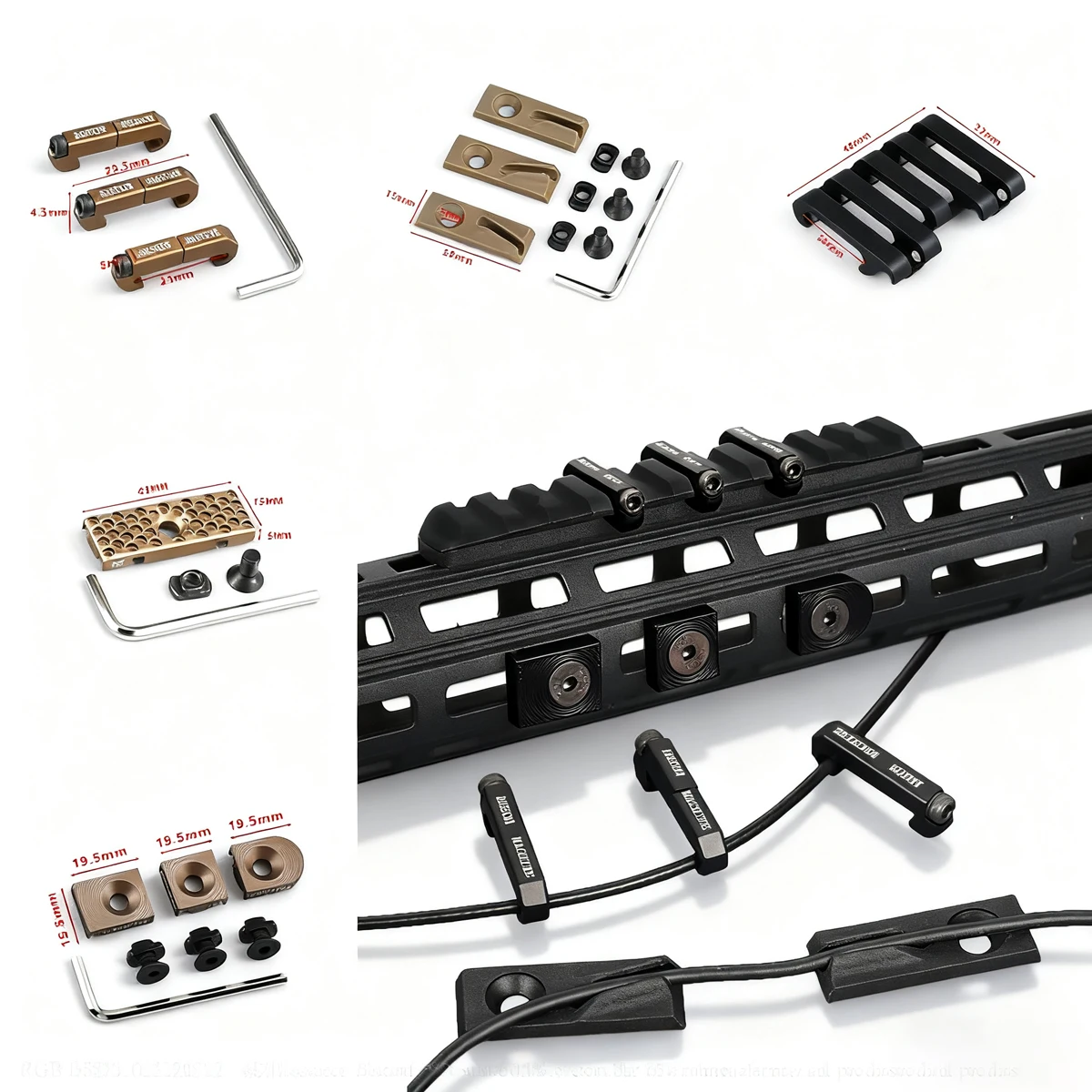 Guía de cables M-LOK táctica con clip organizador para linterna