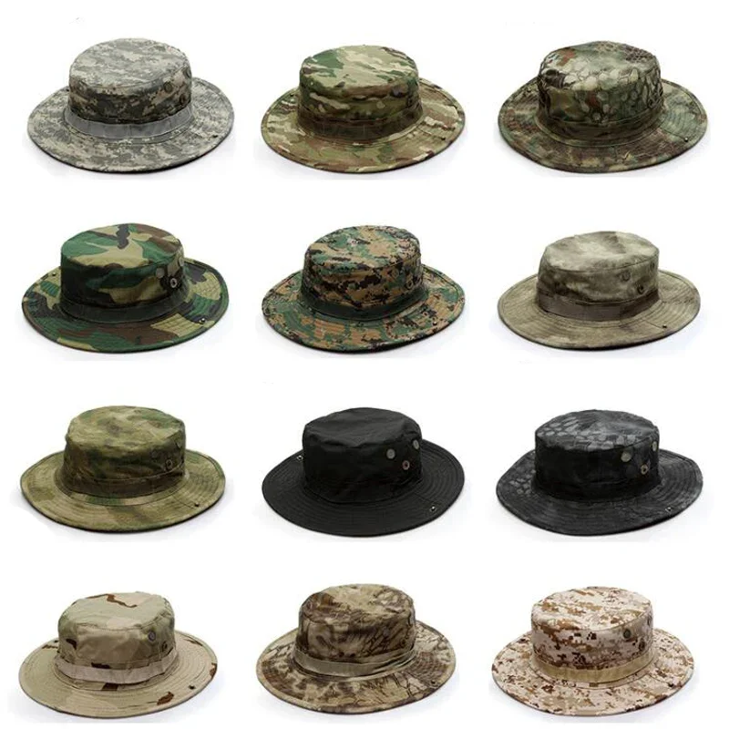 Senderismo Camping Huting Jungle Bonnie ejército gorra de camuflaje tela a cuadros hombres sombreros militares de secado rápido sol pesca al aire libre sombrero táctico - imagen 3