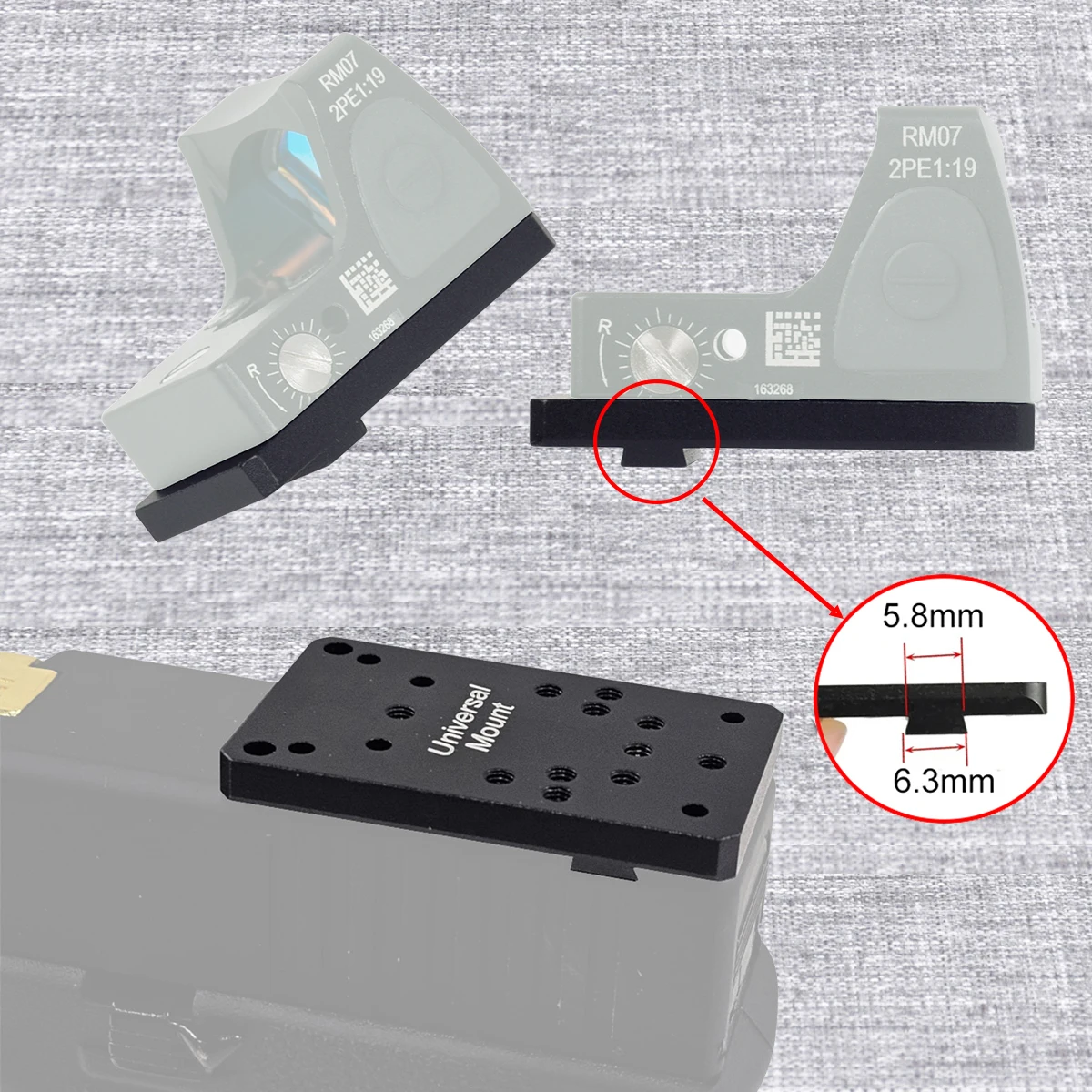 Placa de montaje Universal para Glock 17, adaptador de Base de montaje de placa de mira trasera compatible con RM VISM M1 M2, mira de punto rojo