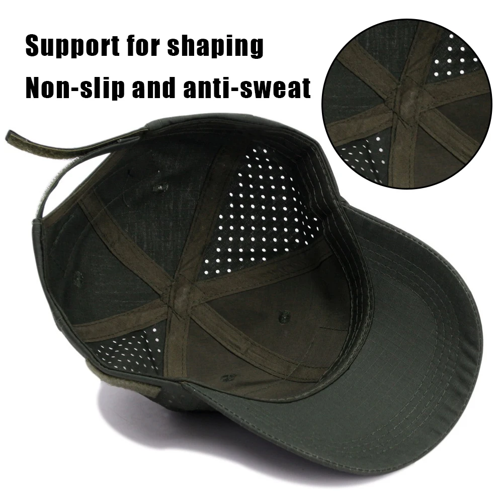 Gorra de béisbol táctica, gorra para deportes al aire libre con gancho y bucle, sombrero de caza de hojas de jungla con soporte para gafas de malla transpirable - imagen 4