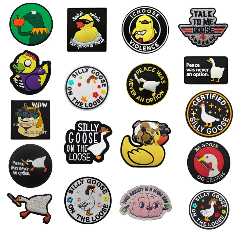 Parches bordados luminosos tácticos de PVC, pato amarillo, ganso, gancho de respaldo, capítulo moral, mochila para exteriores, insignias de goma - imagen 2