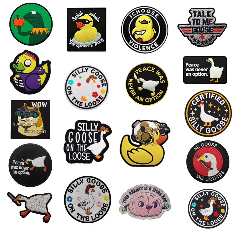 Parches bordados luminosos tácticos de PVC, pato amarillo, ganso, gancho de respaldo, capítulo moral, mochila para exteriores, insignias de goma - imagen 2