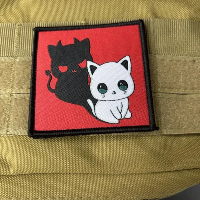 Parches tácticos de moral "DevCAT", pegatina de etiqueta de tejido de gancho y bucle, mochila - imagen 3