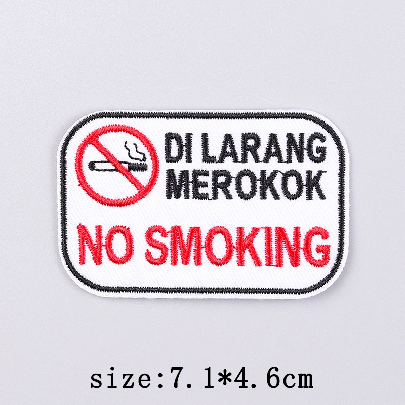Parches bordados de advertencia de peligro para ropa, parches termoadhesivos para ropa, Parche de señal de prohibición para Pegatinas de ropa - imagen 4