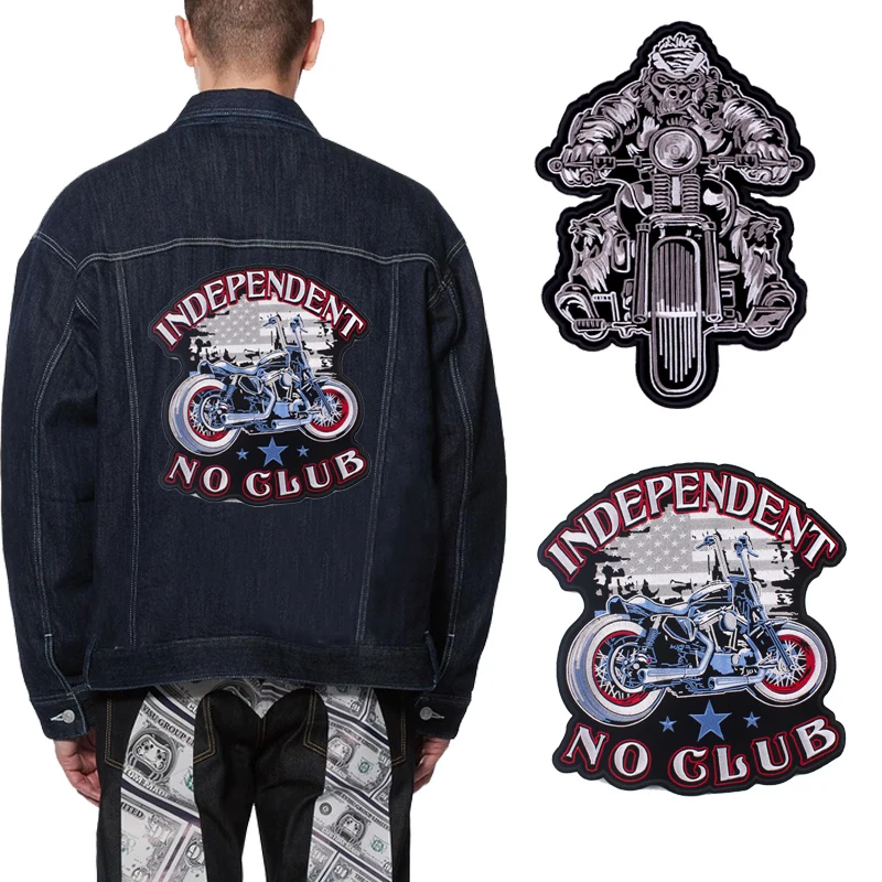 Parche grande Punk para motociclista, parche bordado para planchar, parches para ropa, parches bordados con parte trasera de calavera para ropa DIY - imagen 4