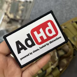 Parche táctico impreso "ADHD" para ropa, insignias de moral, parches militares con gancho, pegatinas para mochila