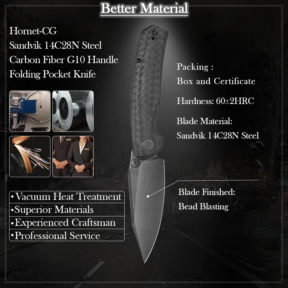 Cuchillo plegable TRIVISA Hornet – Táctico EDC Micarta G10