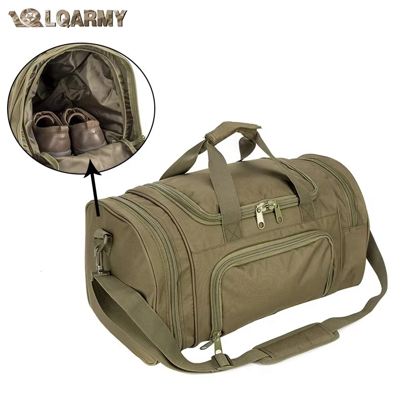 LQAMRY 40L bolsa de viaje táctica para hombre, bolso de exterior, bolsas de equipaje deportivo, gimnasio de fin de semana, senderismo, bolsa de senderismo con compartimento para zapatos - imagen 2
