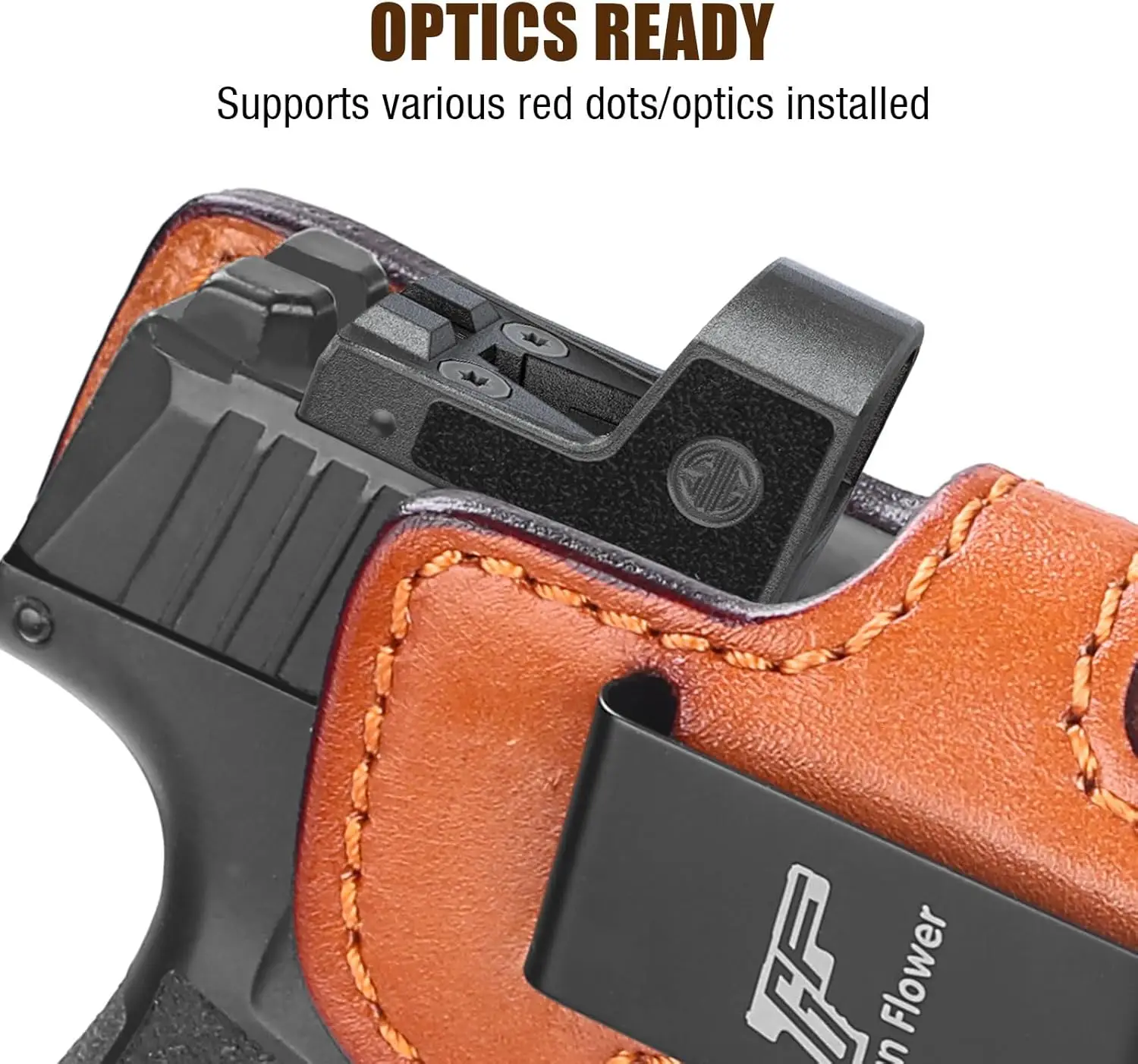 Funda de cuero IWB para SIG P365/ P365X/ P365 SAS/ P365-380, corte óptico, cinturilla interior, transporte oculto, cinturón de 1,5 "-1,75", mano derecha - imagen 3