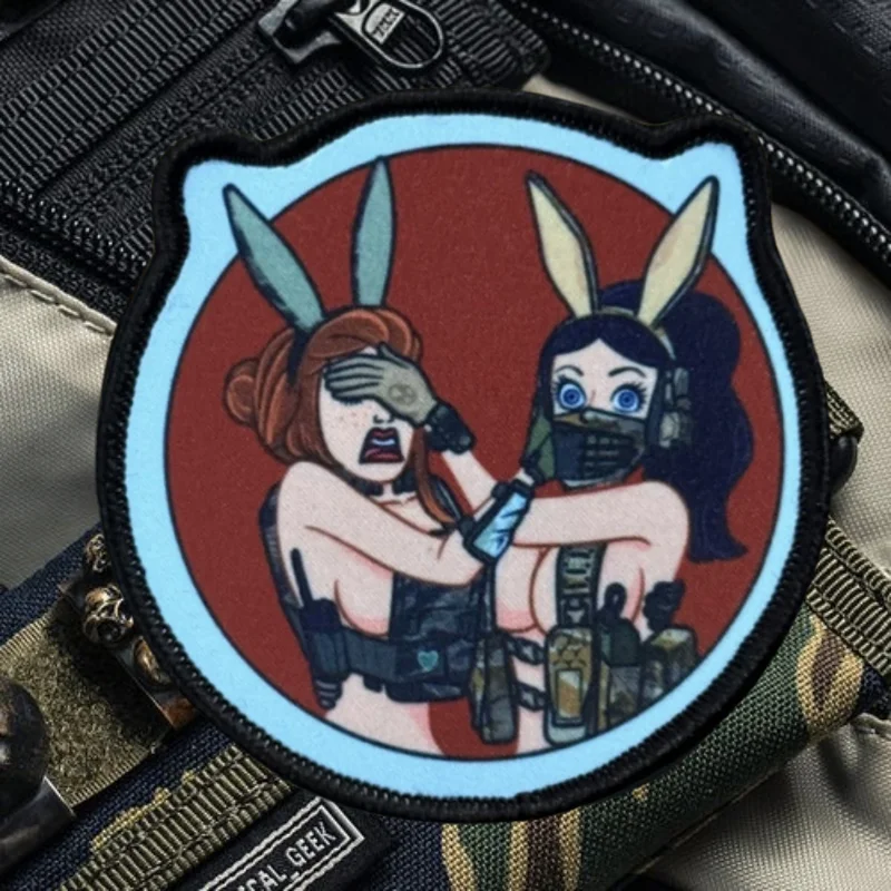 Parche estampado de Chica de Anime, chaleco táctico con gancho y bucle, insignia de moral militar, mochila, pegatina decorativa, parches para brazalete para ropa - imagen 5