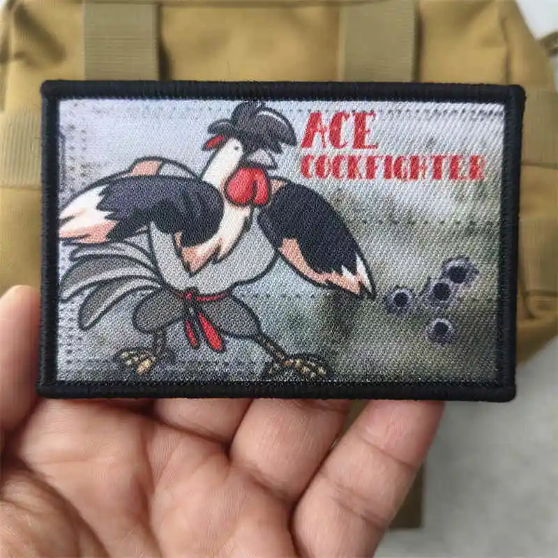 Parche con estampado de gallo de cuervo, chaleco táctico, parches de gancho y bucle para ropa, brazalete decorativo, mochila, insignia de moral, pegatinas - imagen 4