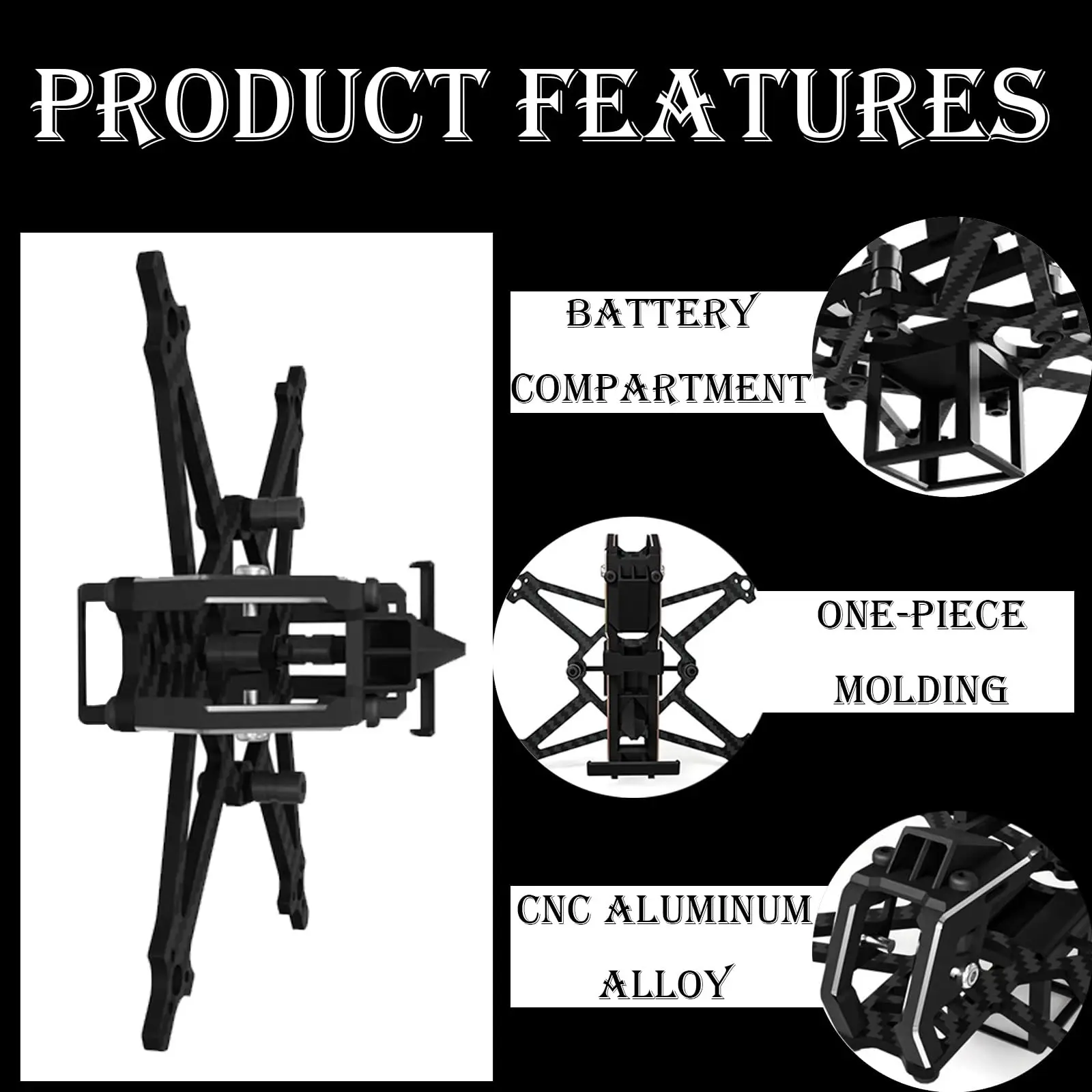 Kit de marco de Dron de carreras con visión en primera persona de 2 pulgadas, marco de palillo de dientes ultraligero de fibra de carbono 3K, marco de aire de Dron de alta velocidad para vuelo interior/exterior - imagen 5