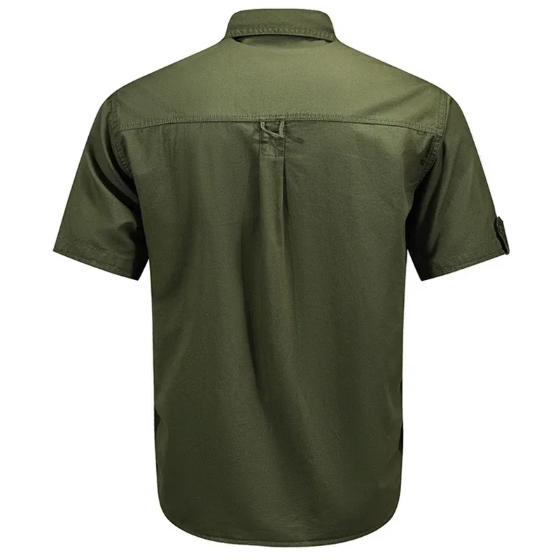 Camisa táctica de manga corta para hombre, novedad de verano, camiseta de carga militar de secado rápido con múltiples bolsillos para exteriores, camiseta de trabajo para senderismo y pesca - imagen 4