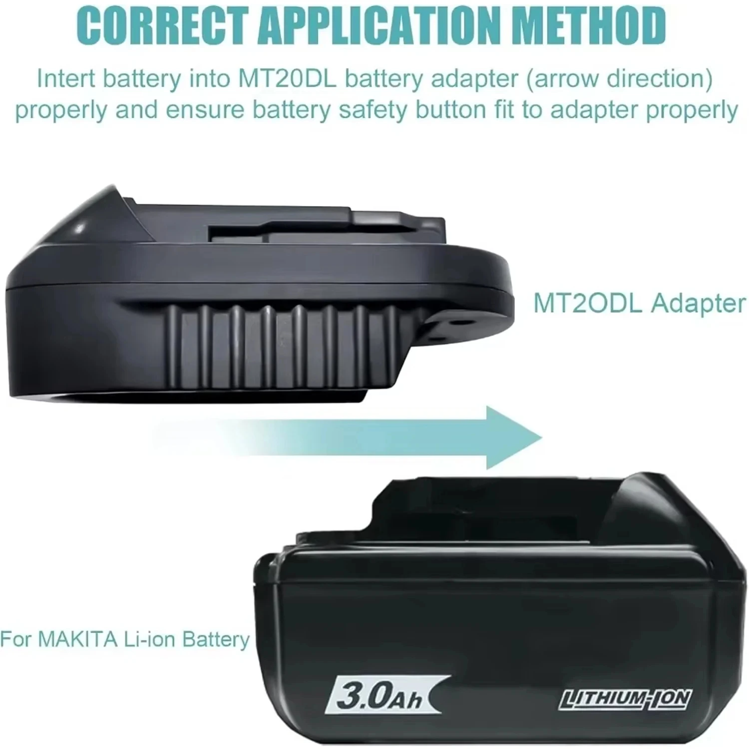 Adaptador de batería convertidor MT20DL para batería de iones de litio Makita de 18V a adaptador de batería de iones de litio Dewalt de 18V/20V - imagen 3