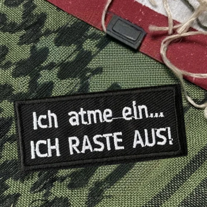“Ich Atme Ein.. ICH RASTE AUS!" Parche bordado táctico con gancho y bucle, insignia de moral, pegatinas para mochila, parches para brazalete para ropa - imagen 2