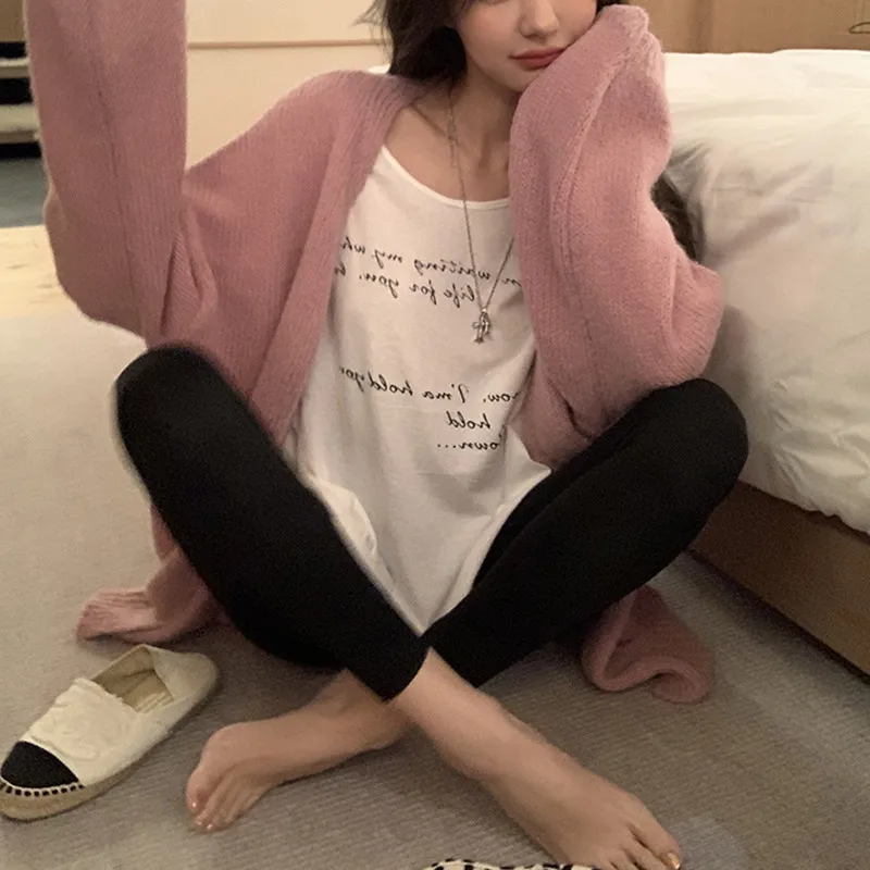 Cárdigan de punto informal para mujer, abrigo suelto de Color sólido, suave y cómodo, prendas de vestir de punto abierto - imagen 5