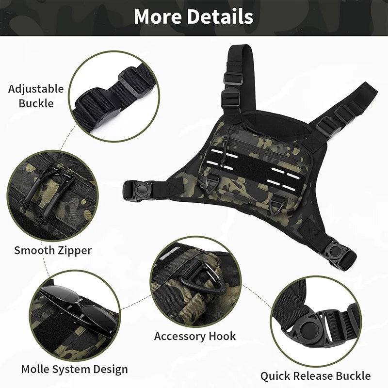 Bolsa de pecho táctica al aire libre, entrenamiento multifuncional para hombres, correr, senderismo, bolsa de fitness, bolsa táctica, chaleco, bolsa al aire libre - imagen 2